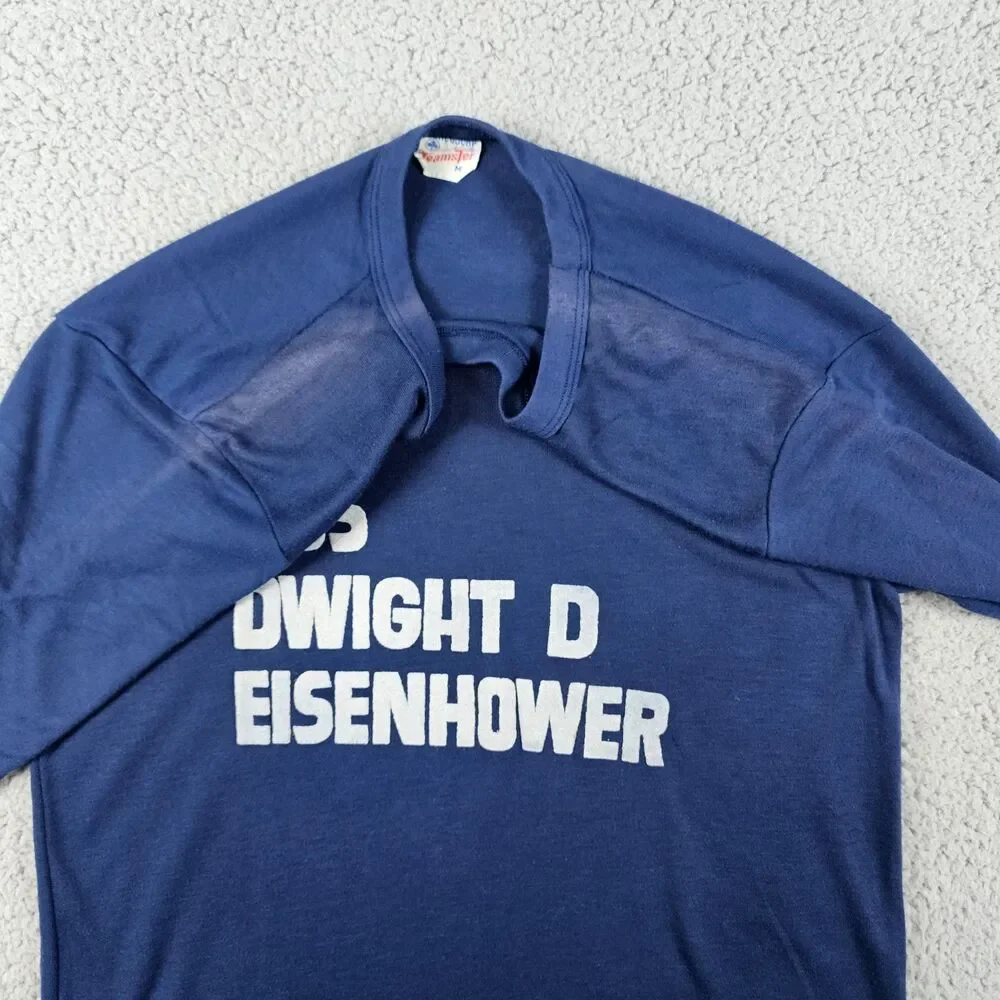 USS Dwight D Eisenhower Shirt Mens Small Blue 90s Navy CVN-69 Aircraft Carrier